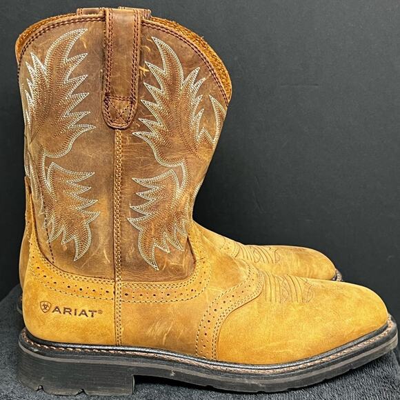 Ariat Round Toe ASTM F2892-18 EH Cowboy Western Leather Work Boots 10 D - Picture 2 of 10
